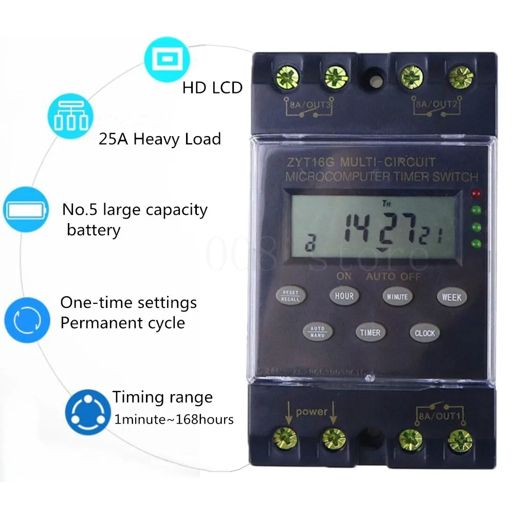 ZYT16G 3a din rail waterproof multi channel automatic program