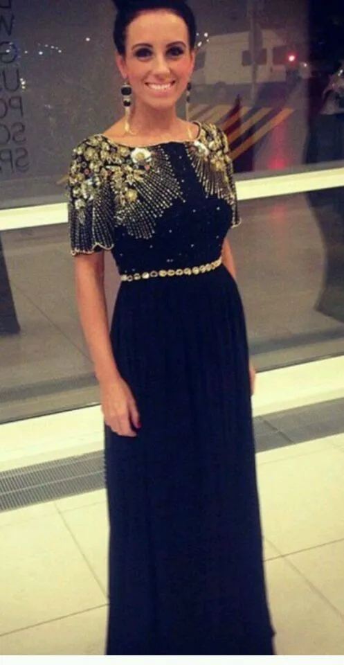 662015 New Beaded Short Sleeve Chiffon 