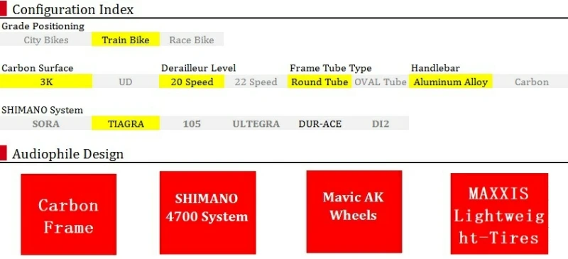 Вил K1 700Cx52cm велосипеды углеродного волокна рамка/вилка Велоспорт 20 скоростей shimano Tiagra 4700 список групп MAVIC АК колеса