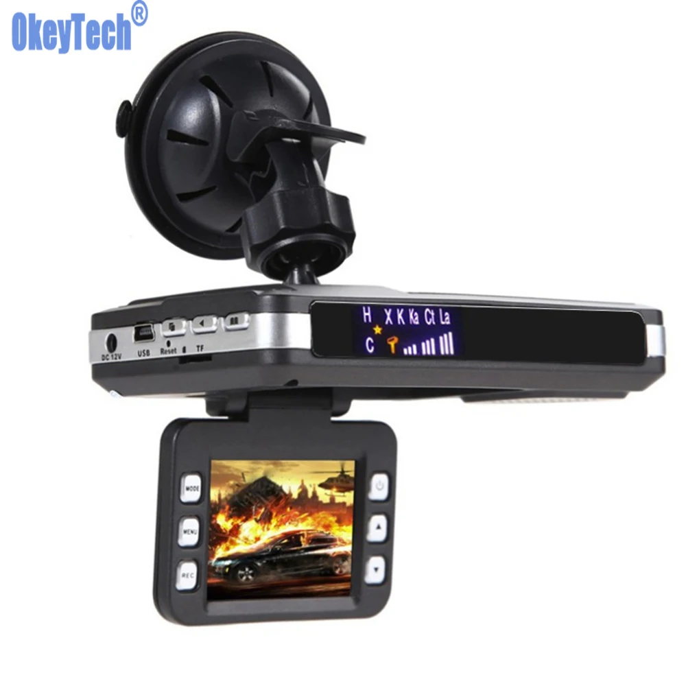 

OkeyTech 3 IN 1 DVR Recorder Video Camera Car Radar Detector 720P Angle G-sensor With Russian Voice Speed Detector Night Vision