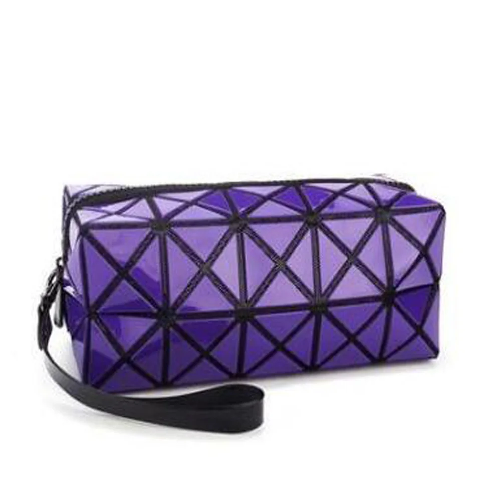

New Cosmetic Bag Geometric Zipper Laser Flash Leather Ladies Cosmetic Large Storage Package Women Diamond The Diamond Makeup Bag