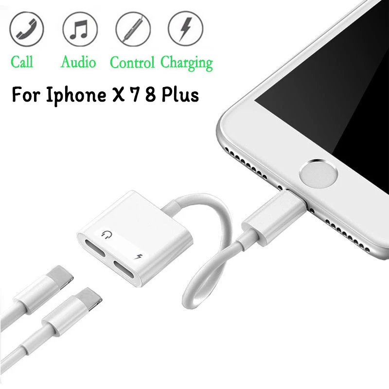 Beste 2 in 1 USB Opladen en Audio Splitter Adapter Voor iPhone X 7 8 Plus Hoofdtelefoon Converter Voor Lightning Oortelefoon jack Connector