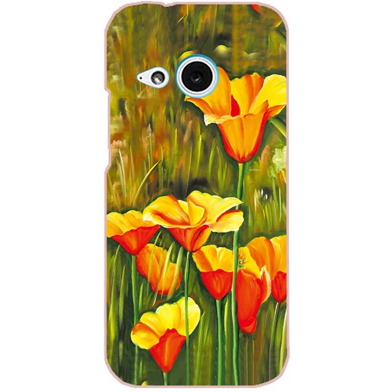 Жесткий пластиковый чехол для телефона, чехол для htc One M8 mini/One mini 2 mini2, корпус телефона с рисунком, дизайн, окрашенный Жесткий Чехол, в виде цветка - Цвет: Y028