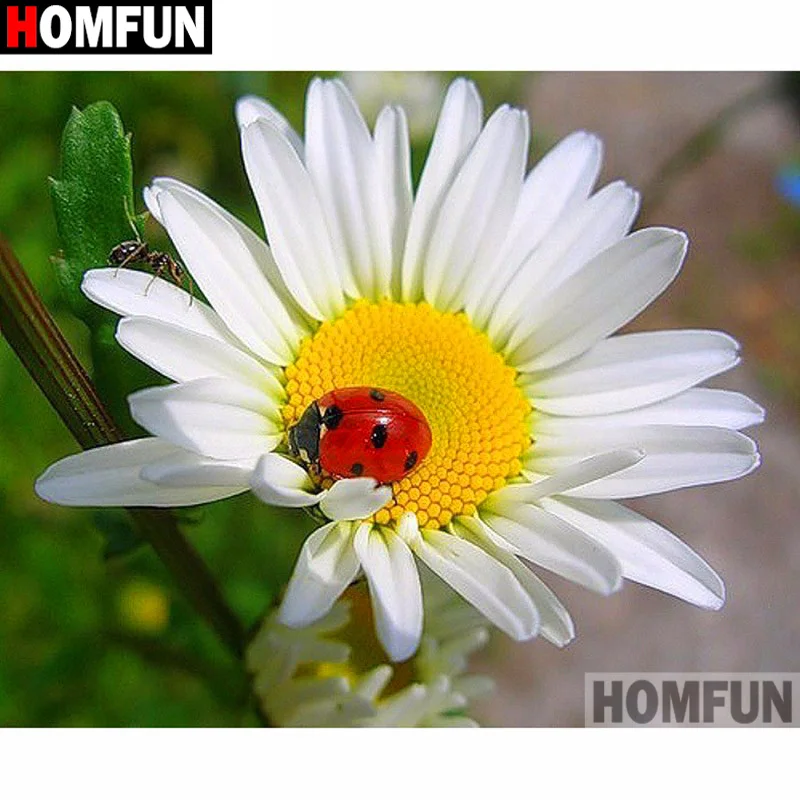 HOMFUN полный алмазов &quotЦветок&quot Божья коровка &quotсделай сам&quot 5D Алмазная вышивка