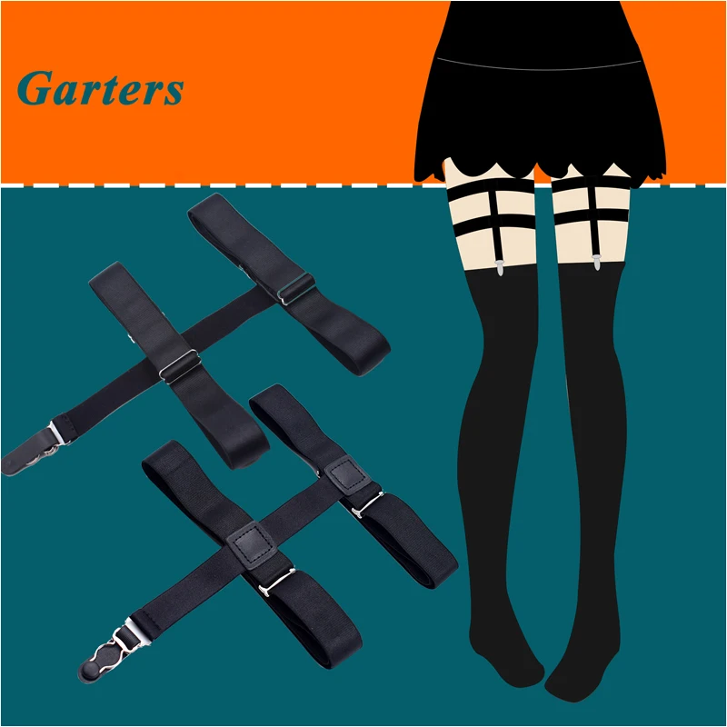 

Women's Stockings Garters Anti-slip Garter Leg Suspenders Shirt Braces Elastic Uniform Business strap Shirt Garters 2pcs/pair