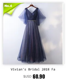 Vivian's Bridal 2018 Винтаж рюшами Вечерние плечо вечернее платье Сексуальная Милая однотонная Ruched спинки молния разрез женское