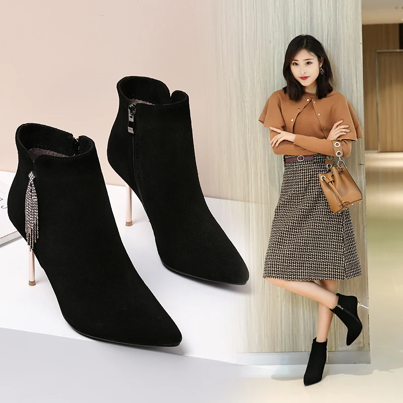 

2019 new high-heeled sheepskin booties