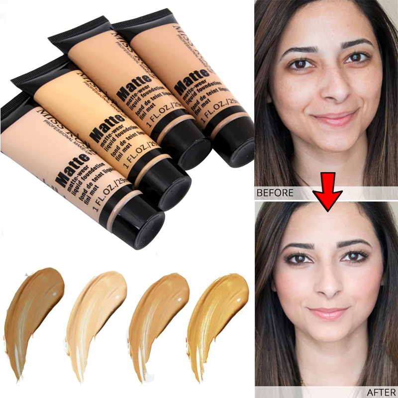 

MISS ROSE Professional Base Matte Liquid Foundation Makeup Waterproof Face Concealer Foundation Cosmetics Repair Face Make Up