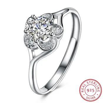 

925 Sterling Silver Ring Classic Wedding Ring Jewelry Cubic Zircon Rings Women Bridesmaid Fashion Trend Ring Flower Shape Gifts