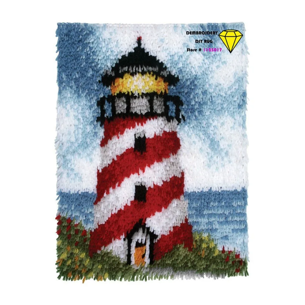 

mats embroidery tower DIY carpet picture handmade Carpet shaggy rug Mat Rug Needlework Kit Unfinished Crocheting Cushion 52*35cm