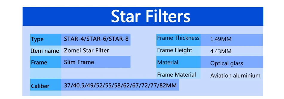 Zomei Star Line Star Filter 4 6 8 Point Filtro Camera Filters 7 _05