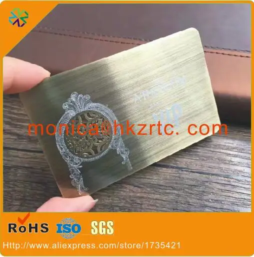 

(100pcs/lot)Luxury cards!both side brushed effect color custom plated special metal business cards printing