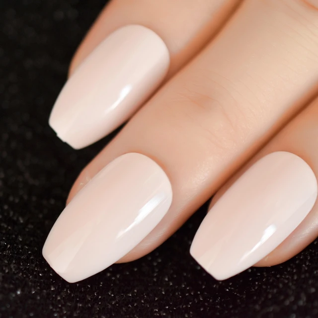 Light Pink Uv Gel Nail Art Medium Natural Coffin False Nails Full Light Pink Uv Gel Nail Art Medium Natural Coffin False Nails Full Cover Simple Design Easy