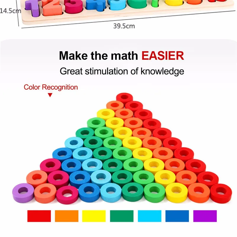 Игрушки Детская деревянная материалы montessori учиться считать номера, соответствующие цифровой Форма матч раннего образования обучающая Математика
