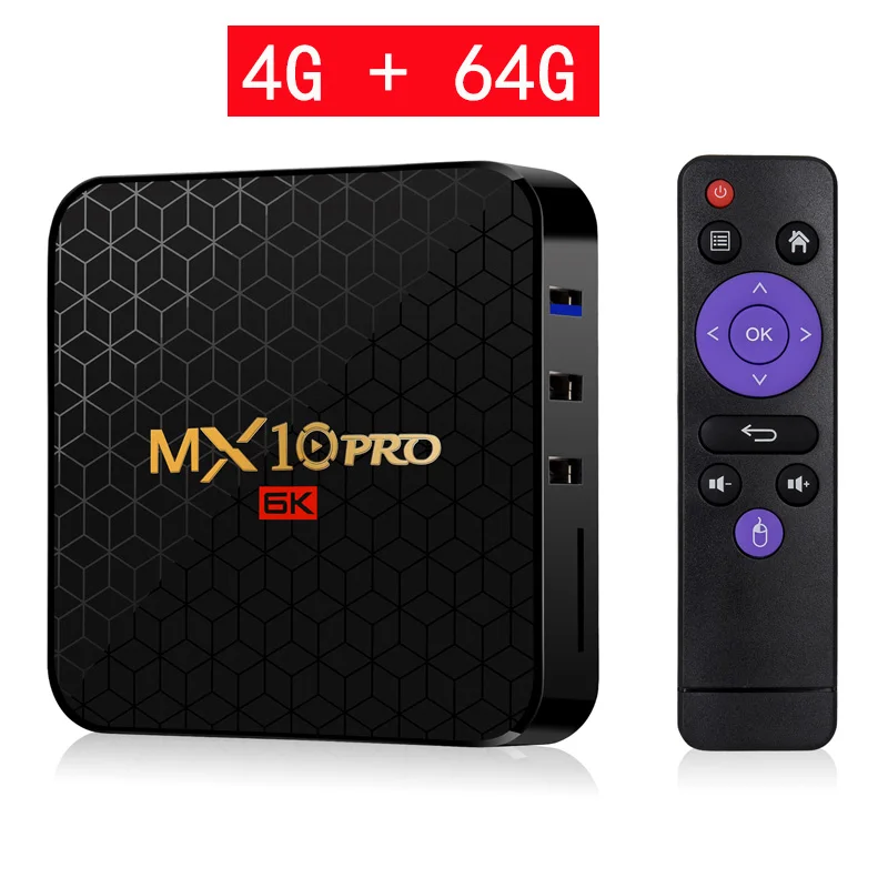 MX10 PRO Smart tv BOX Android 9,0 Allwinner H6 4G 64G ТВ приемник 6K Wifi медиаплеер Play Store Бесплатные приложения быстрая приставка - Цвет: 4G 64G TV BOX