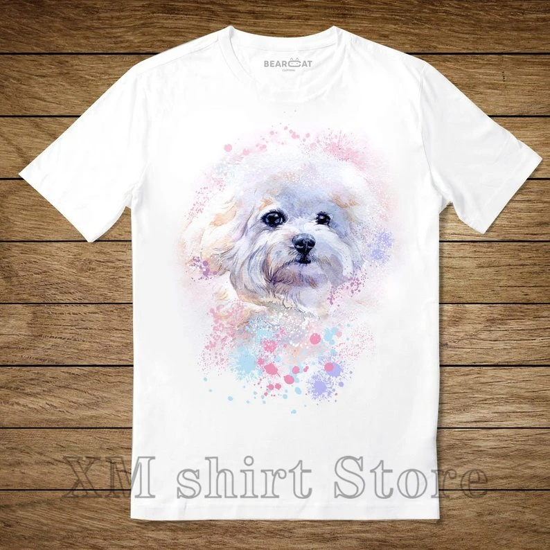 Футболка унисекс Bichon Frise мужские и женские топы с забавным принтом повседневные
