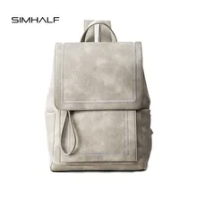 SIMHALF SIMHALF 2017 Новые Моды для Женщин Рюкзаки Для Девочек-Подростков, Высокое Качество ПУ Кожа Старинные Сплошной цвет Рюкзаки Mochila
