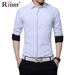 Riinr 2019 Для мужчин; Повседневная рубашка Slim Fit Для Мужчин's Повседневное рубашка на пуговицах с длинными рукавами официальные сорочки Для