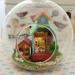 B007 ветер фантазии стеклянный шар сделай сам дом Миниатюрный Кукольный домик с Голосовое управление светодиодные фонари Бесплатная