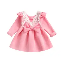 Платье для маленьких девочек, весенне-Осенняя детская одежда с длинными рукавами для девочек, повседневное школьное платье для девочек