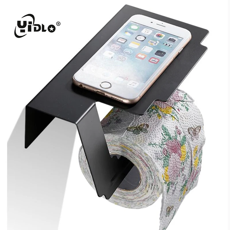 Bathroom Shelves Stainless Steel Toilet Paper Holder Black Room Wall Mounted Phone Suction Kitchen | Обустройство дома