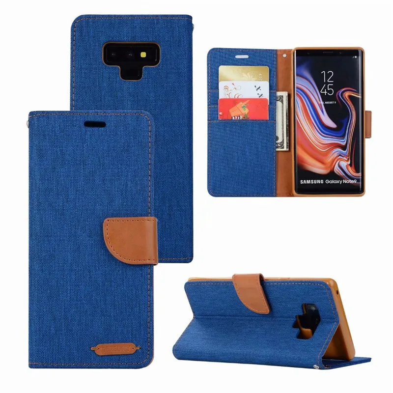 

Luxury Jeans Leather Flip Wallet Card Phone Case For Samsung Note 9 S8 S9 Plus Stand Cover Bags Business for Galaxy S5 S6 Note 8