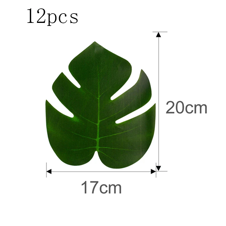QIFU искусственные листья тропической пальмы Гавайские вечерние пальмы коричневые листья искусственный декор для свадебной вечеринки - Цвет: 12pcs 18x20cm