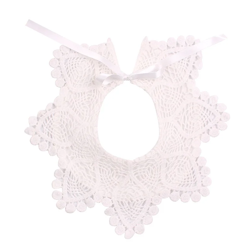 Lace Baby Girls Bibs INS Fashion White Bibs For Girls Fake Collar Flower Bibs Baby Mouth Towel Bandanna Baby Girls Clothing (6)