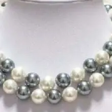 Горячая распродажа стиль >>>>> красивая 10 мм белого и черного корпуса жемчужное ожерелье 3" G022