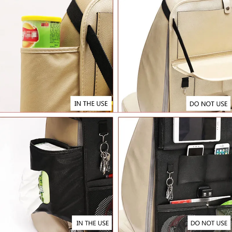 Органайзер для автомобильных сидений, принадлежность для хранения на заднем сидении, 4 порта USB для зарядки, Универсальная автомобильная сумка на спинку кресла, сетчатые аксессуары