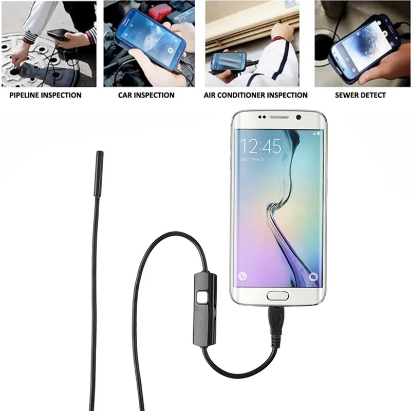 

6LED 5.5mm Camera for Mobile Phone Inspection Endoscope Micro USB Android Phone Endoscope 1M 2M 3.5M HD720P Small Cemera