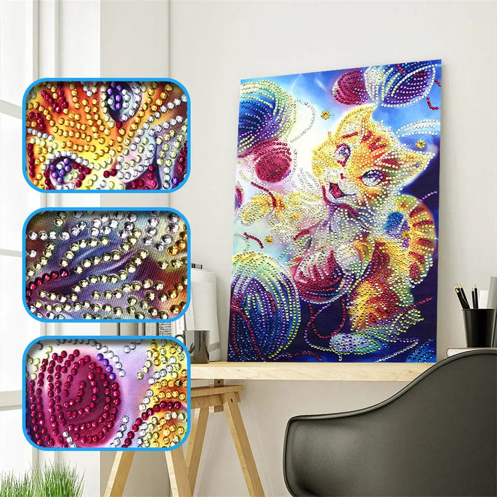 

Sashiko Special shaped Diamond Painting Cats Combination Modern Pattern DIY 5D Part Drill Cross Stitch Crystal Art Home Decor