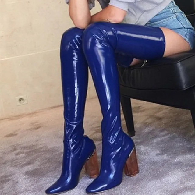 Buy Kardashian Style Sexy Thigh High Boots Thick Clear