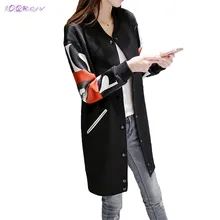 Весенняя новинка, модная короткая куртка, плюс размер, с принтом, Женский студенческий Топ, свободная Длинная Женская бейсбольная форма IOQRJCV T17