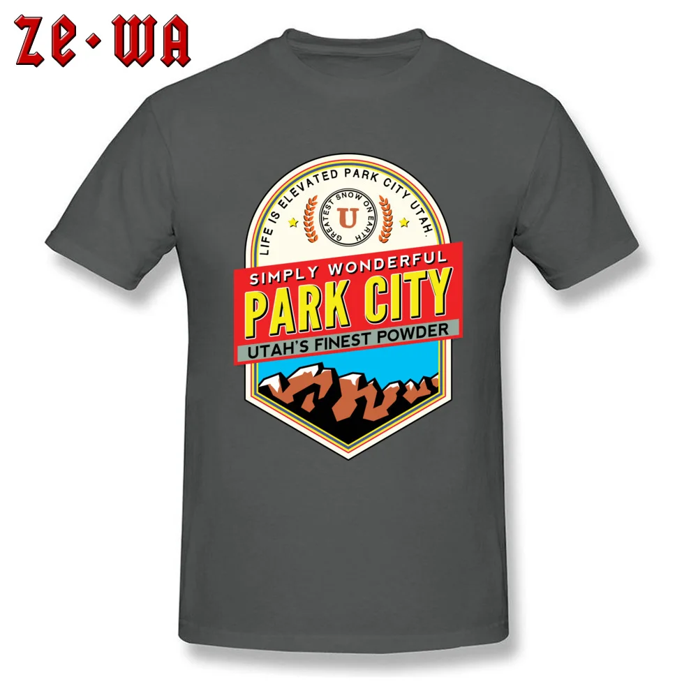 3D Printed 100% Cotton Men Short Sleeve T Shirt Custom Summer Fall T-Shirt comfortable T Shirt Coupons Round Neck PARK CITY UTAH SKIING MOUNTAINS SKI SNOWBOARD carbon