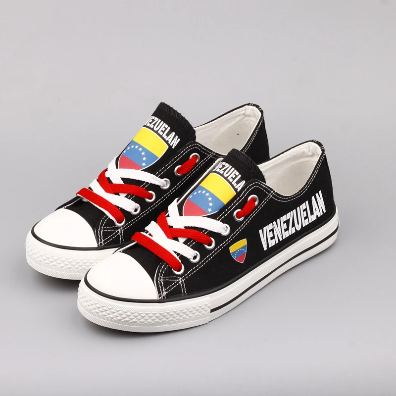 

E-LOV Lace-up Women Flat Shoes Custom Venezuela National Flag Printing Canvas Shoe Venezuelan Zapatillas Unisex Shoe