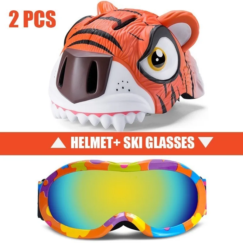 2 Pcs Ski Helmet Goggles Boys And Girls Snowboard Helmet Moto Snowmobile Skateboard Safety Helmet Mask Winter Skiing Goggles - Цвет: Color2