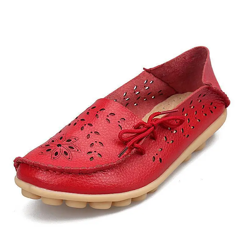 Новые удобные туфли на плоской подошве для отдыха; большие размеры Материнские туфли - Цвет: Красный