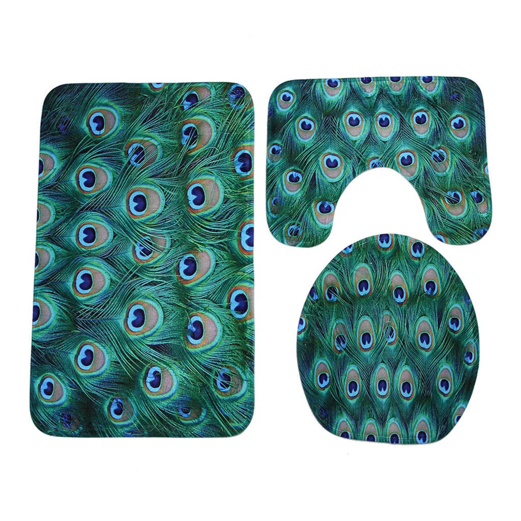 3 шт. коврики для ванной животных Нескользящие Набор ковриков для ванной коралловый флис пол для моющиеся коврики Ванная комната коврик для туалета 308Z