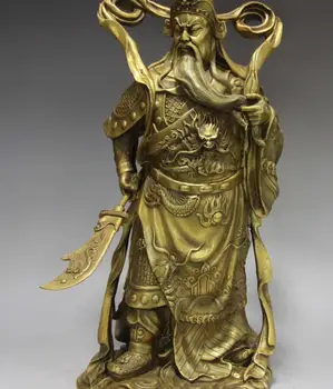 

Chinese Pure Brass Copper Leader Dragon Guan Gong Guan Yu Warrior Buddha Statue