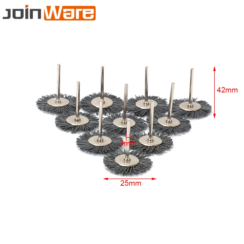 

10Pcs T-shaped Nylon Abrasive Polishing Wheel Brushes Set For Engraving Wood Buffing Rotary Tool Accessories With 3MM 1/8" Shank