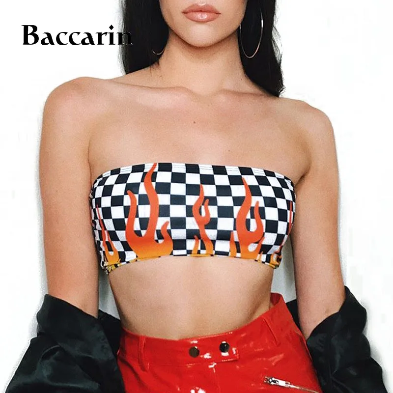 2018 Women Sexy Strapless Tube Top Print Strapless Geometric Pattern Cropped Bandeau Tops Contrast Color Underwear Bras Boob Bra