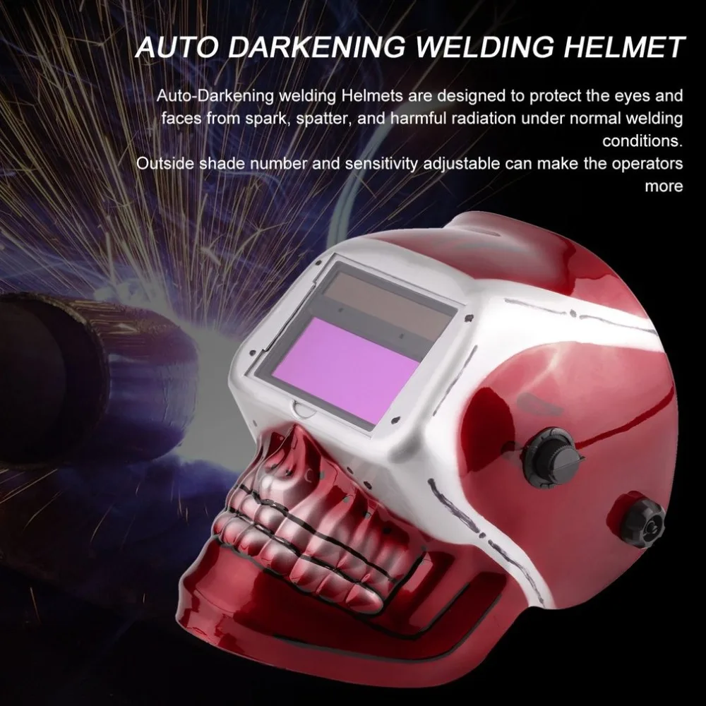 

Meterk Industrial Welding Helmet Solar Power Auto Darkening Welding Helmet TIG MIG Mask Skull Skeleton Design