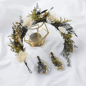 

2019 new Bride's Mori bridal garland wreath hairband wedding flower hair accessories