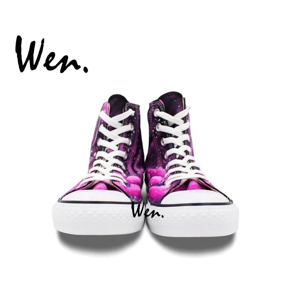 Вэнь оригинальные туфли ручной росписью Дизайн пользовательские кроссовки розовый Galaxy Туманность Tardis Доктор Кто высокие Для мужчин Для женщин холст кроссовки