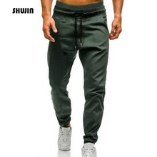 SHUJIN мужские спортивные штаны, повседневные однотонные кружевные эластичные спортивные штаны, мужские весенние свободные штаны, спортивные брюки