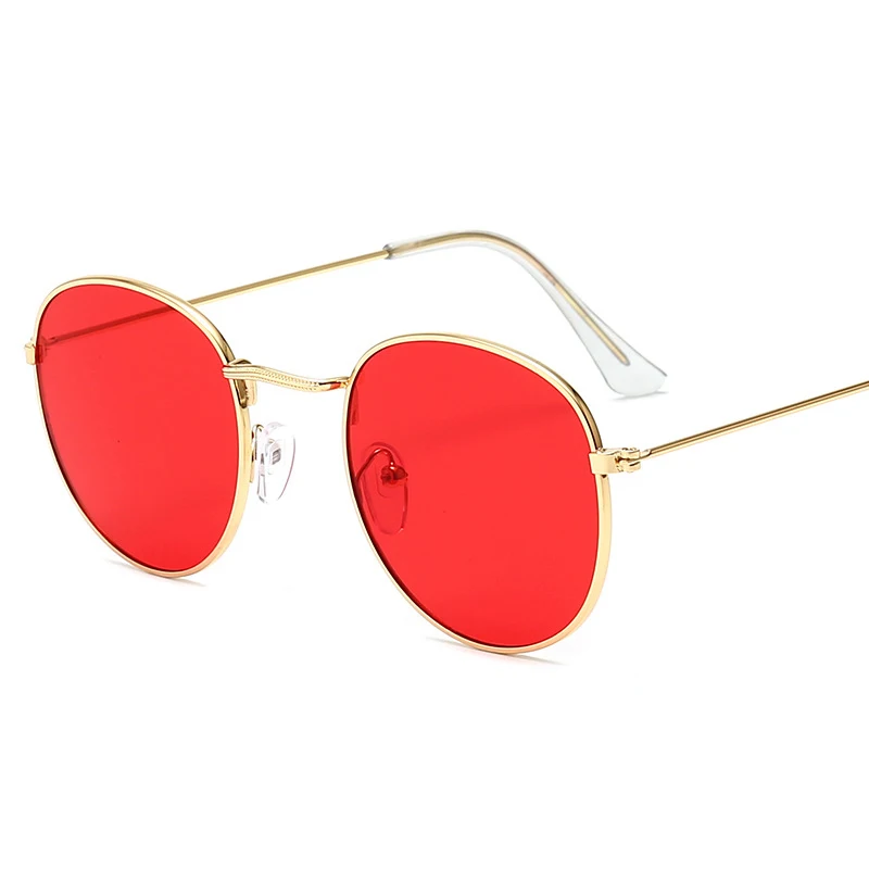LeonLion, классические маленькие круглые солнцезащитные очки, женские/мужские, брендовые, дизайнерские, сплав, зеркальные, солнцезащитные очки, Ретро стиль, Modis Oculos - Lenses Color: Gold Ocean Red