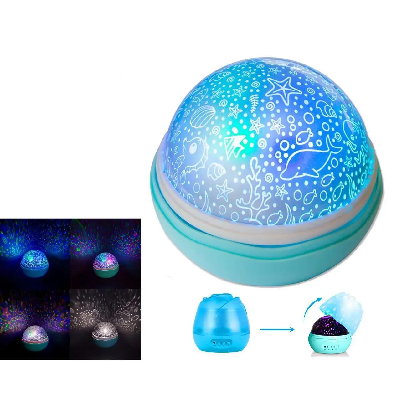 

Romantic 360 Degree Rotation Projector, Kids Flower LED Projector Night Light (Ocean Beamer)