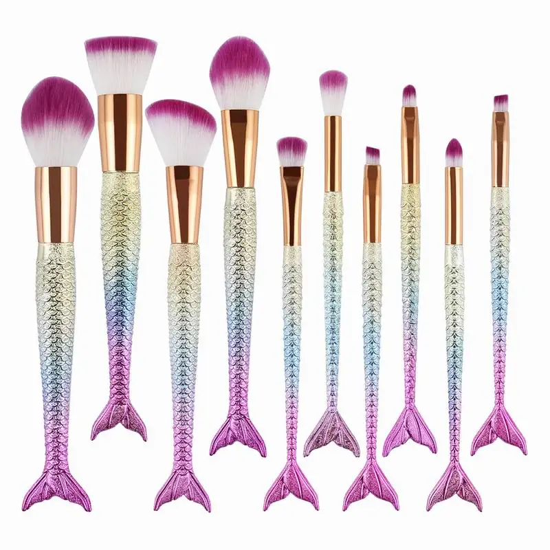 Mermaid Makeup Brushes  10pcs (3)