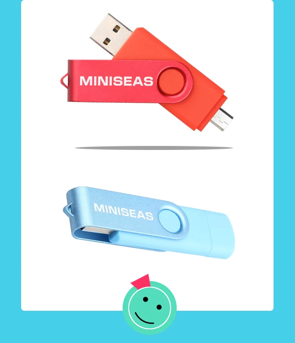 Usb флеш-накопитель Miniseas, 8 цветов, вращение, OTG, телефон, ручка-накопитель, 4 ГБ, 8 ГБ, 16 ГБ, 32 ГБ, 64 ГБ, память, Usb флешка флеш-накопитель